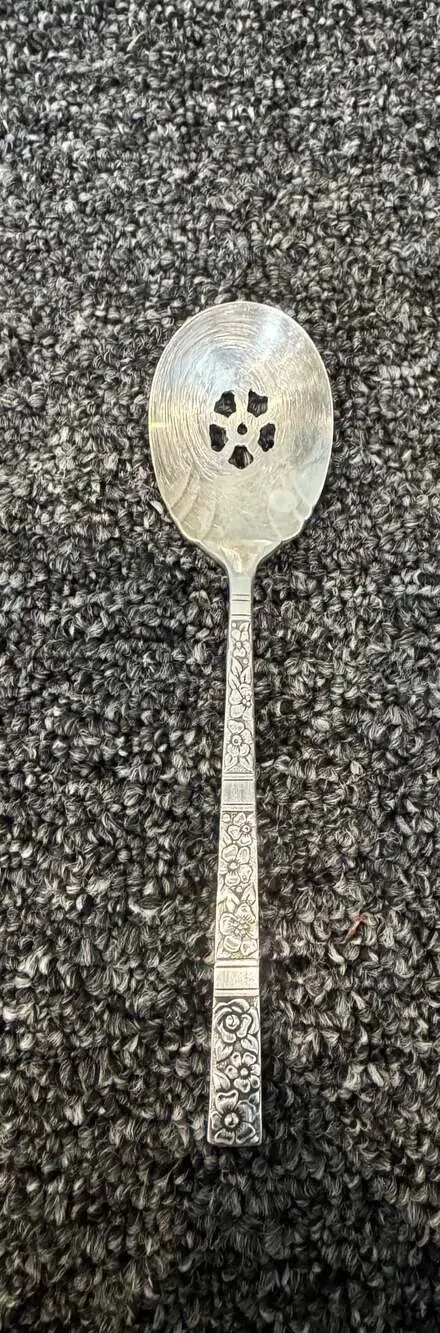 1881 Rogers Oneida Community Silverplate Pierced Sugar Spoon in Isabella Pattern